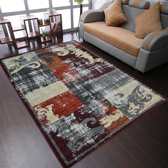 RUGSOTIC CARPETS MACHINE MADE HEATSET POLYPROPYLENE AREA RUGS - 10'x13', Rectangle Shape, Multicolor Color, Floral Modern Design, High Pile Machine Made Area Rugs for Living Room, Bed Room (M00041)