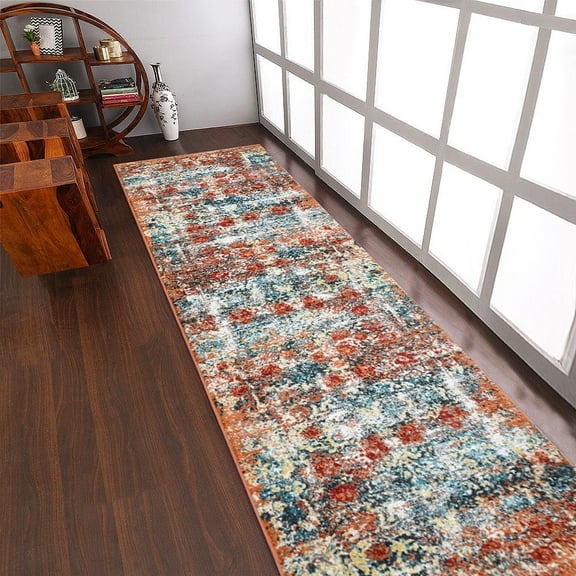 RUGSOTIC CARPETS MACHINE MADE HEATSET POLYPROPYLENE AREA RUGS - 3'2''x10', Runner, Caramel, Classic Oriental Traditional , High Pile Machine Made Area Rugs for Living Room, Bed Room (M00037)