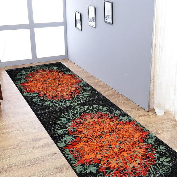 RUGSOTIC CARPETS MACHINE MADE HEATSET POLYPROPYLENE AREA RUGS - 3'2''x10', Runner Shape, Multi Color, Floral Modern Design, High Pile Machine Made Area Rugs for Living Room, Bed Room (M00012)