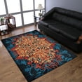 thumbnail image 1 of RUGSOTIC CARPETS MACHINE MADE HEATSET POLYPROPYLENE AREA RUGS - 4'x6', Rectangle, Caramel Blue, Floral Modern Design, High Pile Machine Made Area Rugs for Living Room, Bed Room (MX0012), 1 of 5