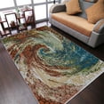 thumbnail image 1 of RUGSOTIC CARPETS MACHINE MADE HEATSET POLYPROPYLENE AREA RUGS - 4'x6', Rectangle Shape, Caramel Blue Color, Contemporary Modern Design, High Pile Machine Made Area Rugs for Living Room (M00050), 1 of 7