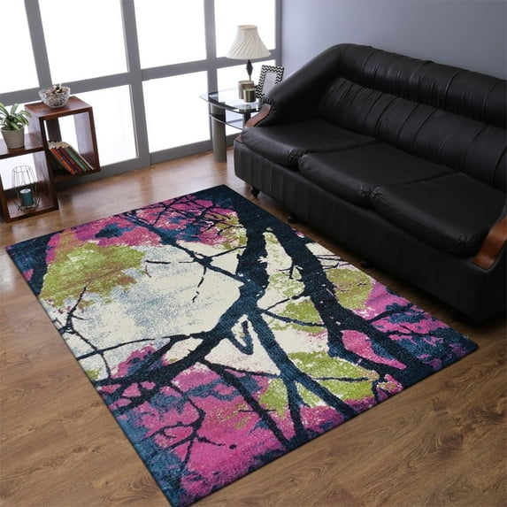RUGSOTIC CARPETS MACHINE MADE HEATSET POLYPROPYLENE AREA RUGS - 4'x6', Rectangle Shape, Multicolor Color, Floral Modern Design, High Pile Machine Made Area Rugs for Living Room, Bed Room (M00008)