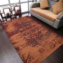 RUGSOTIC CARPETS MACHINE MADE HEATSET POLYPROPYLENE AREA RUGS - 4'x6', Rectangle Shape, Orange Color, Contemporary Modern Design, High Pile Machine Made Area Rugs for Living Room, Bed Room (M00034)