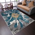 thumbnail image 1 of RUGSOTIC CARPETS MACHINE MADE HEATSET POLYPROPYLENE AREA RUGS - 4'x6', Rectangle Shape, Silver Blue Color, Abstract Modern Design, High Pile Machine Made Area Rugs for Living Room, Bed Room (M00032), 1 of 7