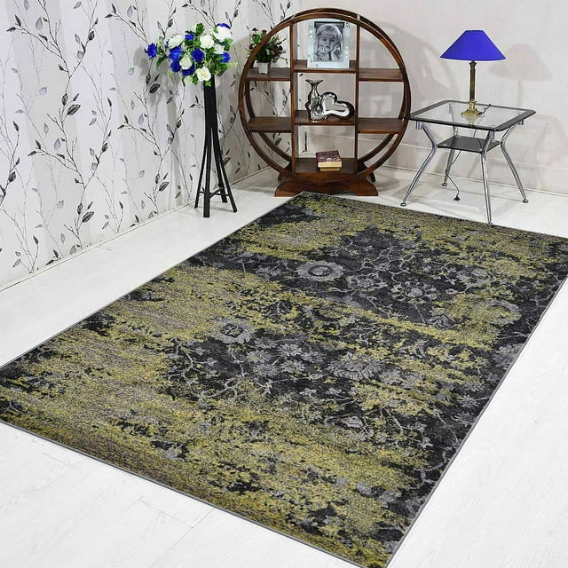 RUGSOTIC CARPETS MACHINE MADE HEATSET POLYPROPYLENE AREA RUGS - 4'x6', Rectangle Shape, Silver Color, Contemporary Modern Design, High Pile Machine Made Area Rugs for Living Room, Bed Room (M00033)