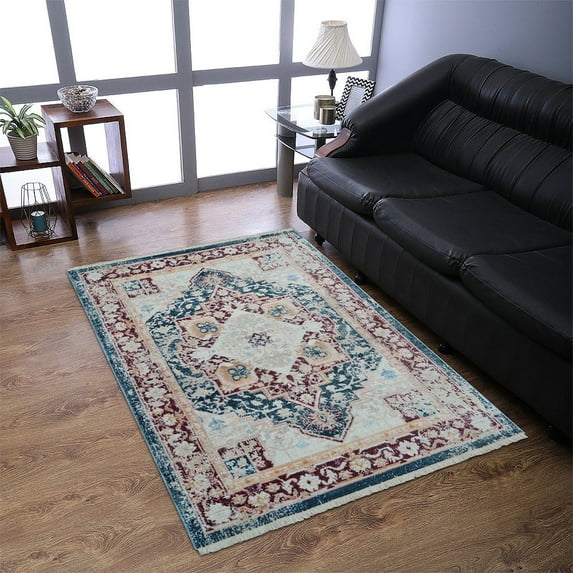 RUGSOTIC CARPETS Machine Woven Crossweave AREA RUGS - 1'8''x2'10'', Rectangle,Red,Classic Oriental Traditional , Low Pile Machine Made Area Rugs for Living Room, Bed Room (M00062)