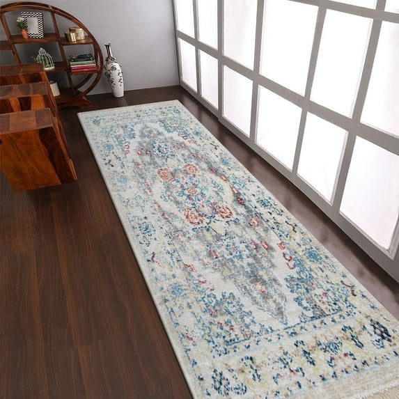 RUGSOTIC CARPETS Machine Woven Crossweave AREA RUGS - 2'6''x9'10'', Runner,Multicolor,Classic Oriental Traditional , Low Pile Machine Made Area Rugs for Living Room, Bed Room (M00071)
