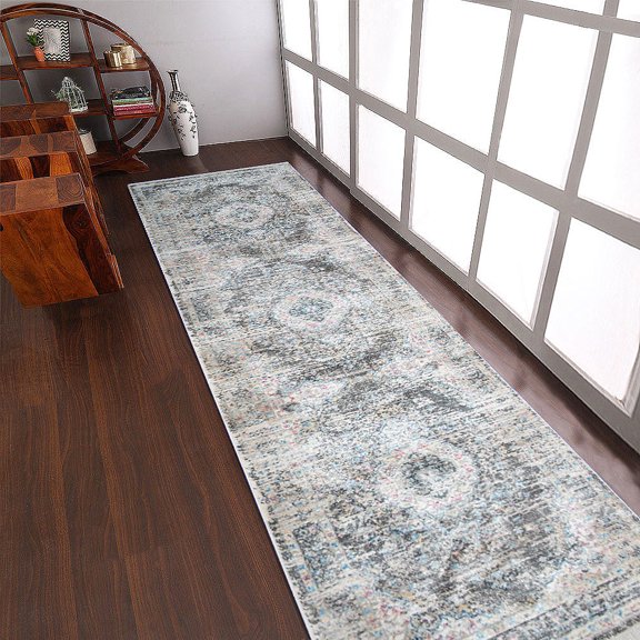 RUGSOTIC CARPETS Machine Woven Crossweave AREA RUGS - 2'6''x9'10'', Runner,Multicolor,Classic Oriental Traditional , Low Pile Machine Made Area Rugs for Living Room, Bed Room (M00091)