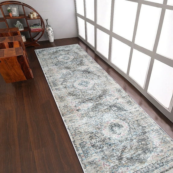 RUGSOTIC CARPETS Machine Woven Crossweave AREA RUGS - 2'6''x9'10'', Runner,Multicolor,Classic Oriental Traditional , Low Pile Machine Made Area Rugs for Living Room, Bed Room (M00091)