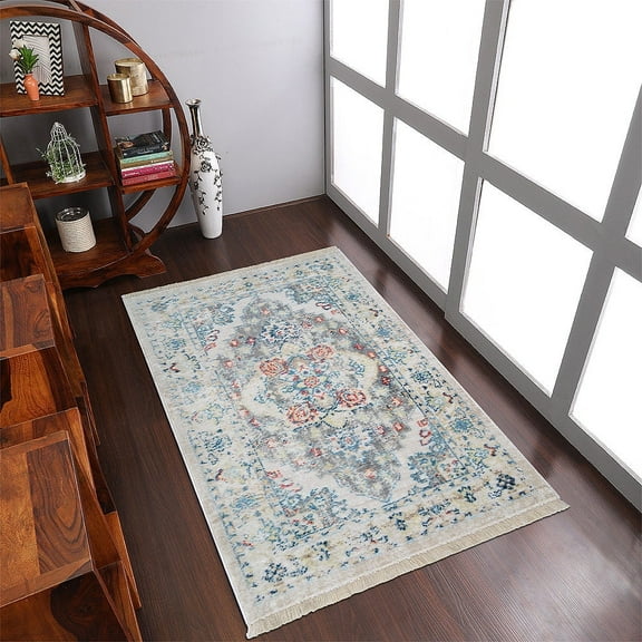 RUGSOTIC CARPETS Machine Woven Crossweave AREA RUGS - 2'x3'10'', Rectangle,Multicolor,Classic Oriental Traditional , Low Pile Machine Made Area Rugs for Living Room, Bed Room (M00071)