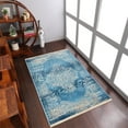 thumbnail image 1 of RUGSOTIC CARPETS Machine Woven Crossweave AREA RUGS - 4'8''x6'9'', Rectangle,Blue,Classic Oriental Traditional , Low Pile Machine Made Area Rugs for Living Room, Bed Room (M00065), 1 of 6