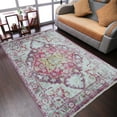 thumbnail image 1 of RUGSOTIC CARPETS Machine Woven Crossweave AREA RUGS - 4'x5'11'', Rectangle,Pink,Classic Oriental Traditional , Low Pile Machine Made Area Rugs for Living Room, Bed Room (M00073), 1 of 9