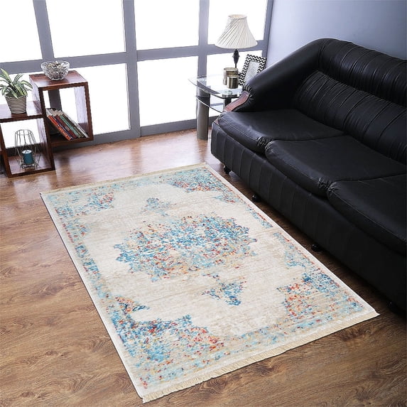 RUGSOTIC CARPETS Machine Woven Crossweave AREA RUGS - 5'x7'10'', Rectangle,Multicolor,Classic Oriental Traditional , Low Pile Machine Made Area Rugs for Living Room, Bed Room (M00068)