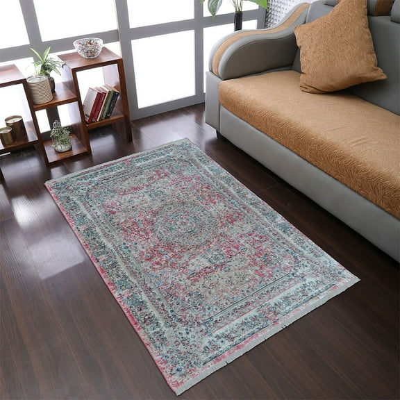 RUGSOTIC CARPETS Machine Woven Crossweave AREA RUGS - 6'x9', Rectangle,Multicolor,Classic Oriental Traditional , Low Pile Machine Made Area Rugs for Living Room, Bed Room (M00088)