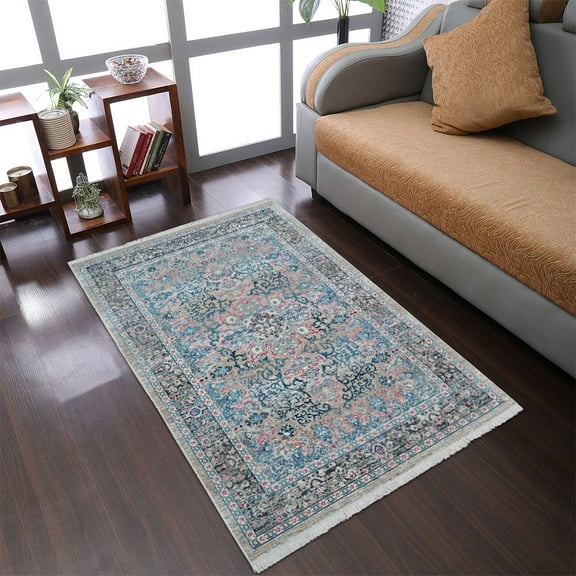RUGSOTIC CARPETS Machine Woven Crossweave AREA RUGS - 6'x9', Rectangle,Multicolor,Classic Oriental Traditional , Low Pile Machine Made Area Rugs for Living Room, Bed Room (M00097)