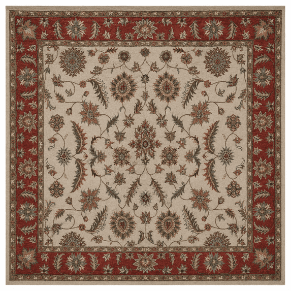 RUGSOTIC Carpets 10'x10' Square Hand Tufted Wool Handmade Cream Red ...