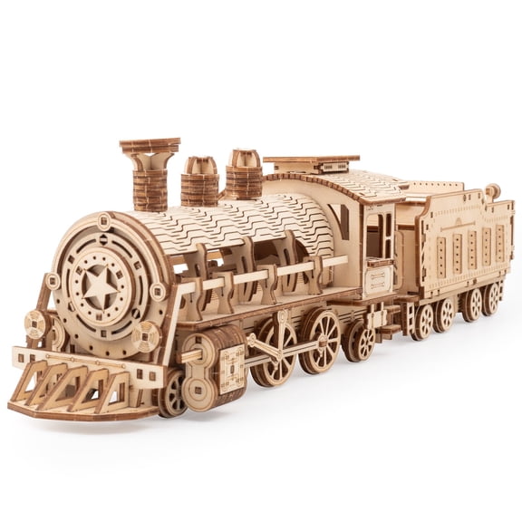 RUIAN Luxury Train Wooden 3D Puzzles DIY Building Toys Model Kit
