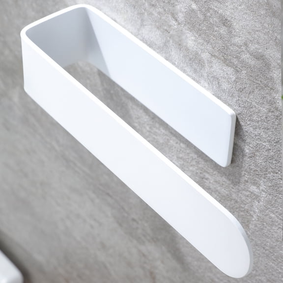 RUICER Self Adhesive Bathroom Towel Rack Rustproof Stainless Steel Towel Holder Bathroom Towel Bar Stick Wall Mount No Damage, White