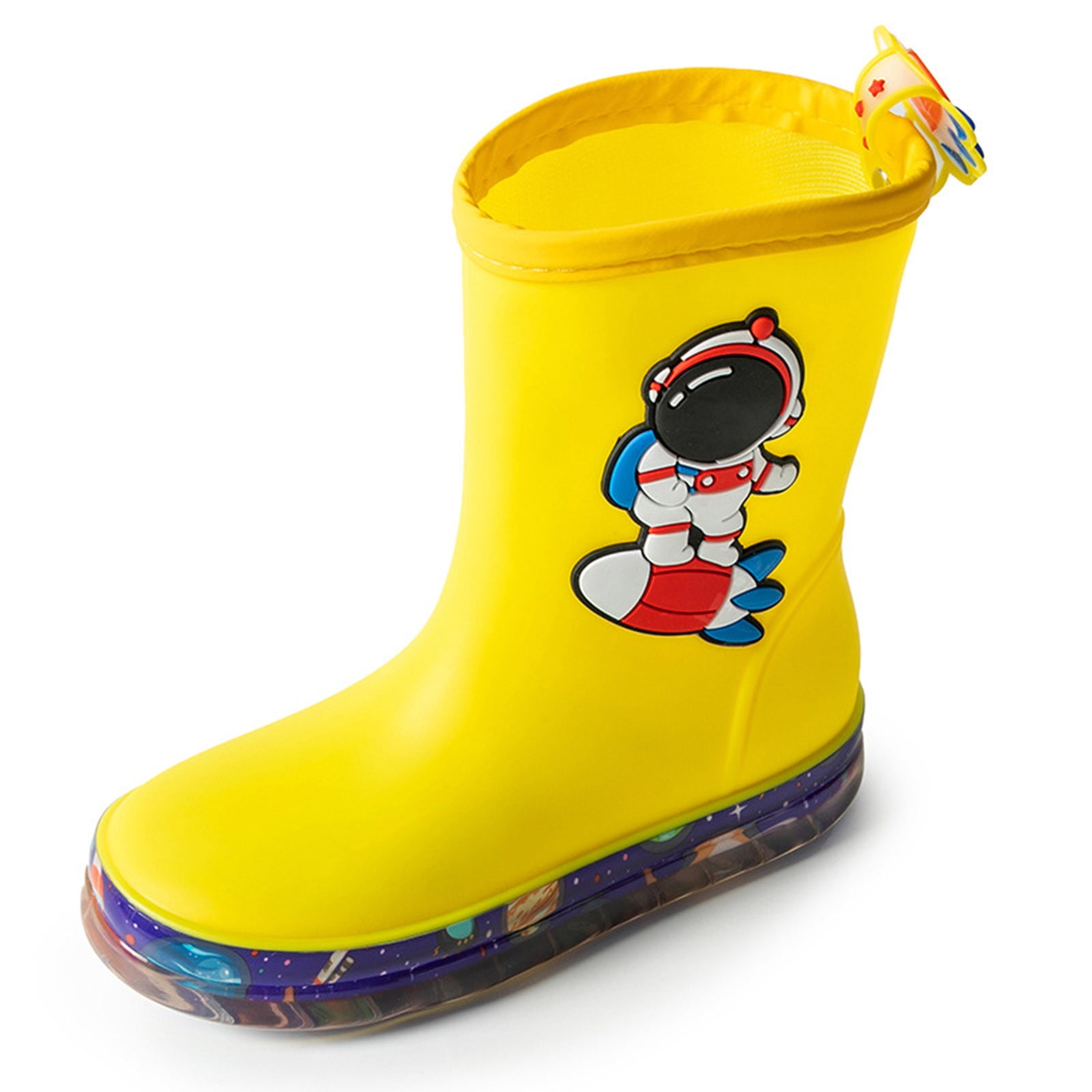 RUICUW Girls Boys Non Kids Astronaut Print Rain Boots Child Shoes
