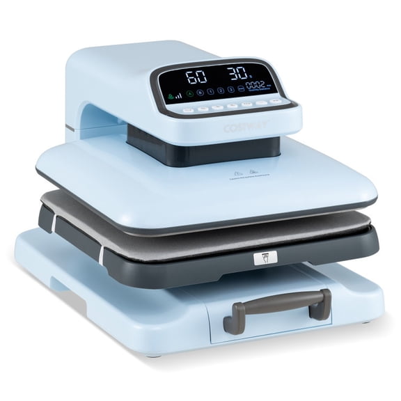 RUIE 15x15 Heat Press Machine for T-Shirts, 1500W Auto-Release Sublimation Transfer Press with Digital Timer 4 Pressure Levels, Blue