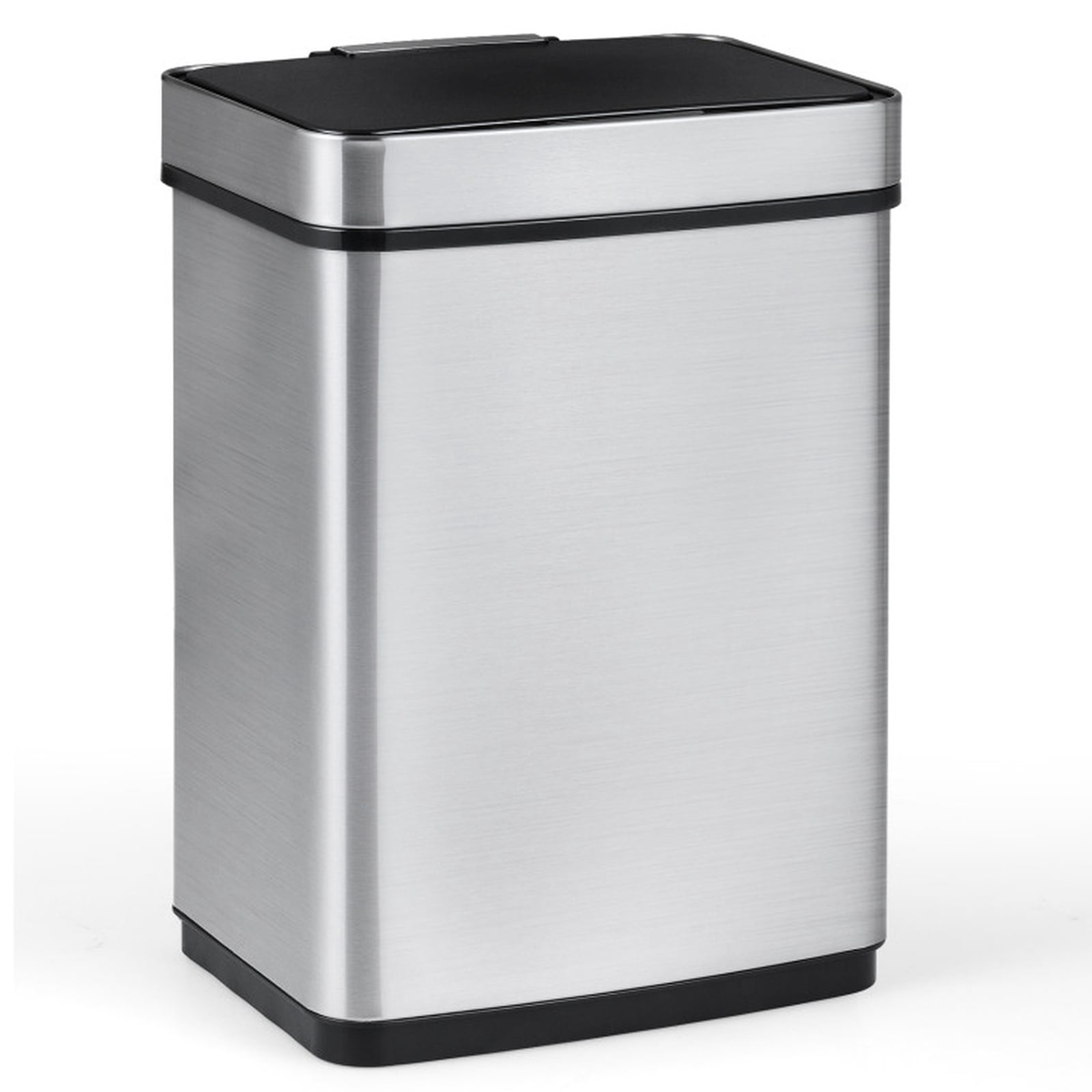RUIE 16 Gallon Motion Sensor Trash Can Dual Compartment, Stainless Steel Automatic Kitchen Recycling Garbage Can, Silver