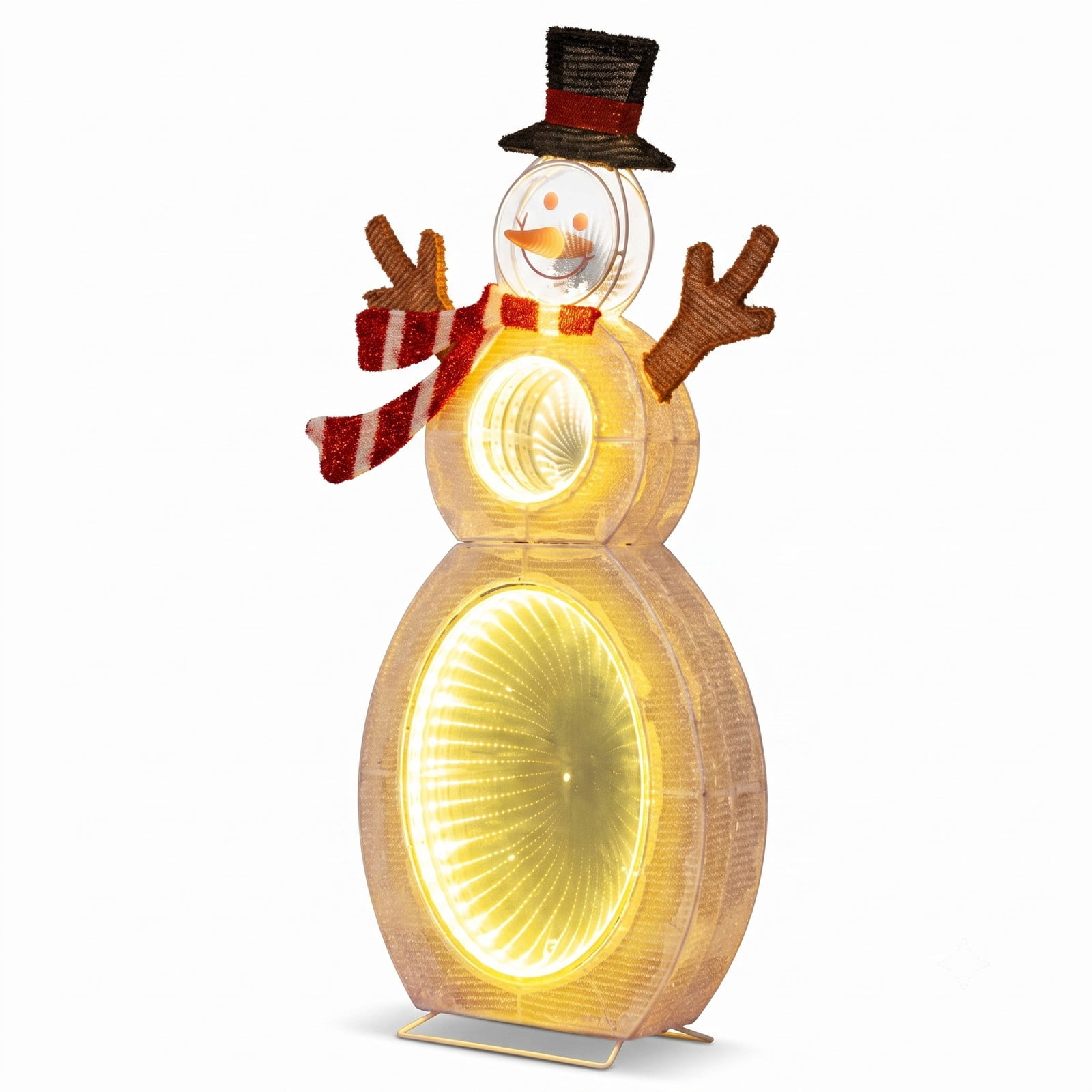 RUIE 2.6 Feet Lighted Snowman Christmas Decoration with 105 LED Lights and Metal Stand for Outdoor Yard Porch Holiday Display, Multicolor