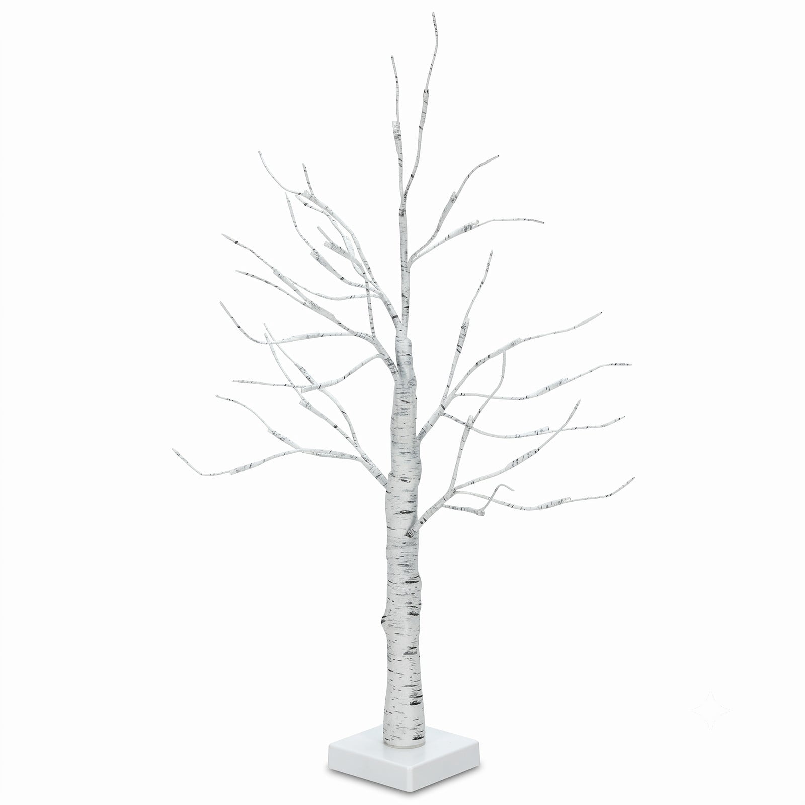 RUIE 2 Feet Pre-Lit White Twig Birch Tree, Battery Powered Tabletop Artificial Christmas Tree with 24 Warm White LED Lights, Bendable Branches for Holiday Home, White