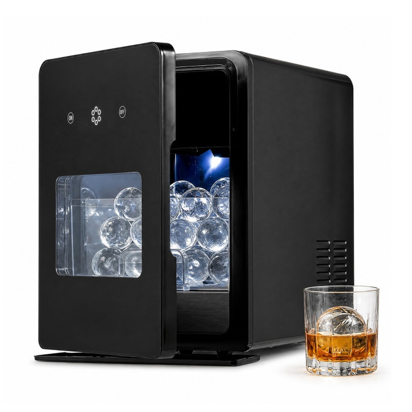 RUIE 2 Inch Ice Ball Maker Countertop, Sphere Ice Maker Machine 150 pcs/Day with Self-Cleaning for Home Bar Whiskey Cocktails, Black