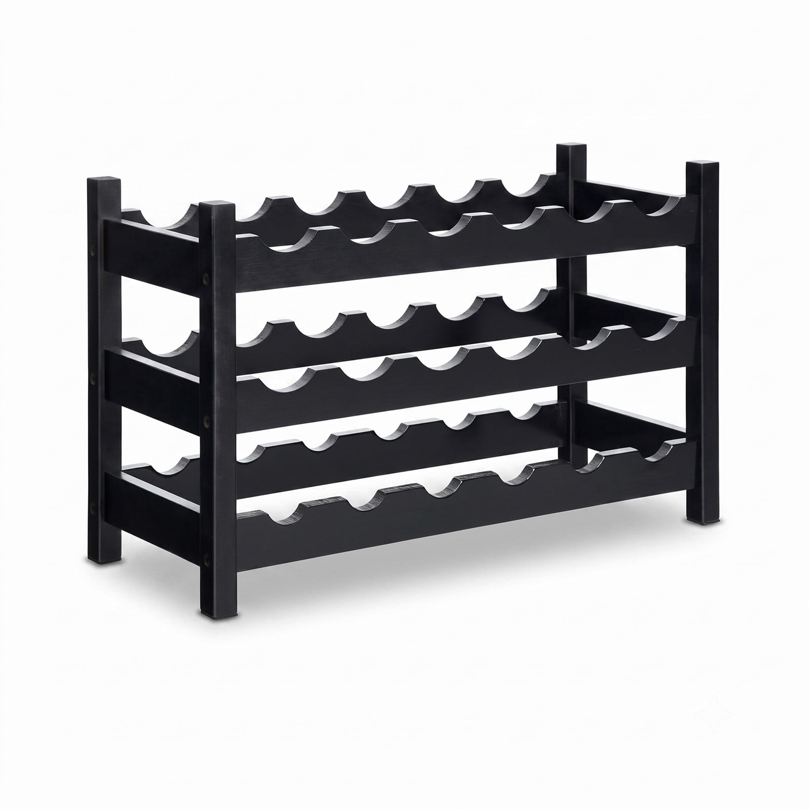 RUIE 2-Tier Bamboo Wine Rack, 12-Bottle Freestanding Countertop Storage Shelf for Kitchen Pantry Bar Wine Cellar, Space-Saving Wooden Bottle Holder Display, Black