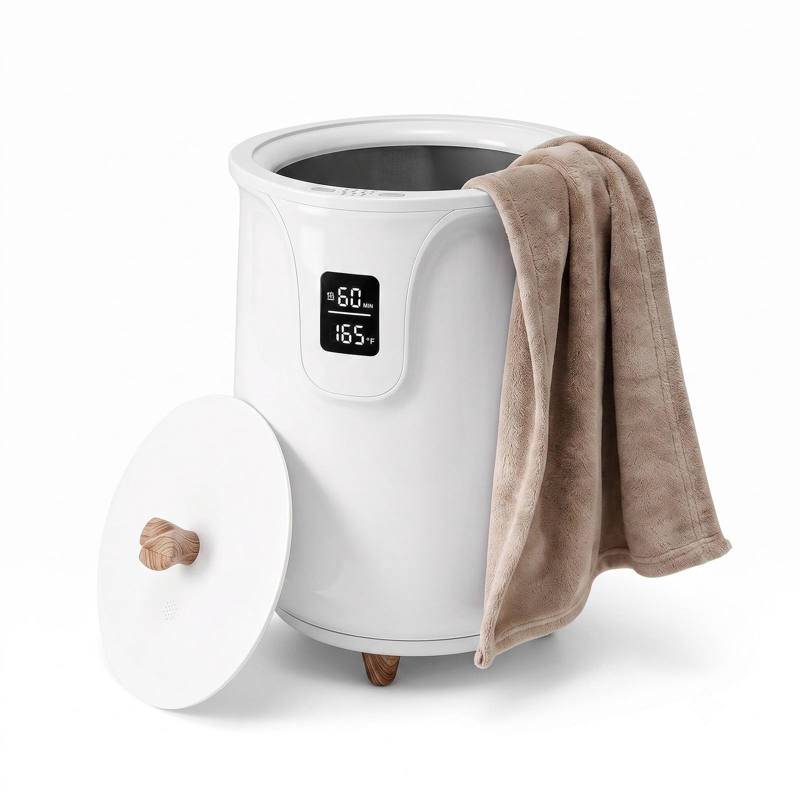 RUIE 20L Large Towel Warmer for Bathroom, Blanket and Towel Heater Bucket with 3 Heat Levels, LCD Display, Timer and Auto Shut Off, Fragrance Disc Tray, White
