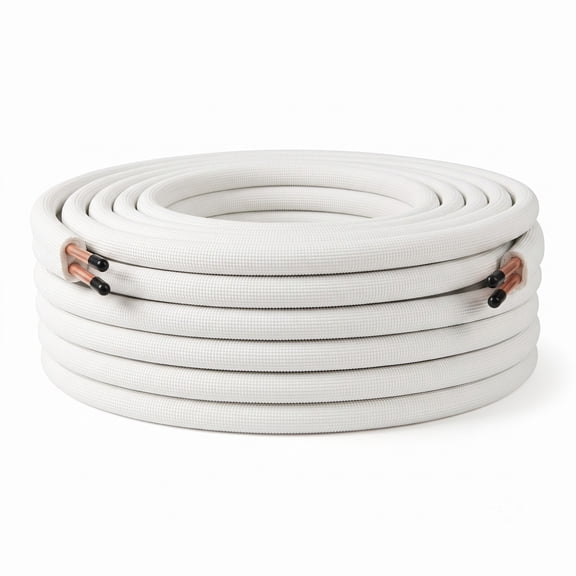 RUIE 25 Feet Mini Split Line Set with 1/4 Inch and 3/8 Inch O.D. Copper Pipes Tubing, 3-Layer Insulated AC Refrigerant Copper Line for Mini Split Systems, White
