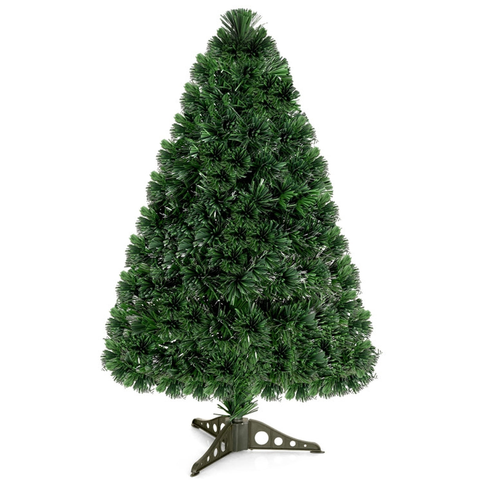 RUIE, 3 ft, Artificial Christmas Tree, with LED Fiber Optic Lights, 85 Branch Tips, Green Holiday Xmas Tree for Indoor Home Office Decoration