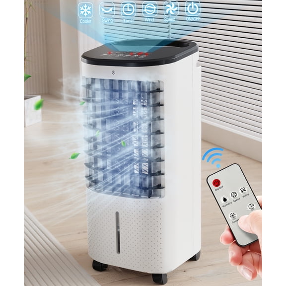 RUIE 3-in-1 Evaporative Air Cooler, 4L Portable Swamp Cooler Fan with Remote Control for Home Bedroom Office