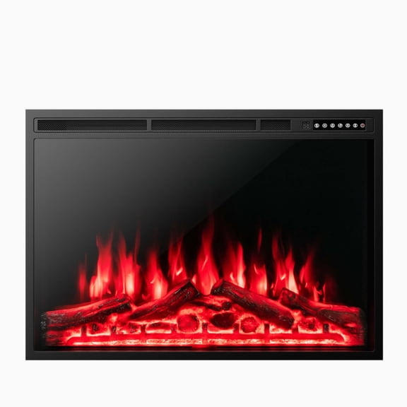 RUIE 34 Inch Electric Fireplace Recessed, Wall Mounted Electric Fireplace Insert Heater with Adjustable Flames and Remote, Black