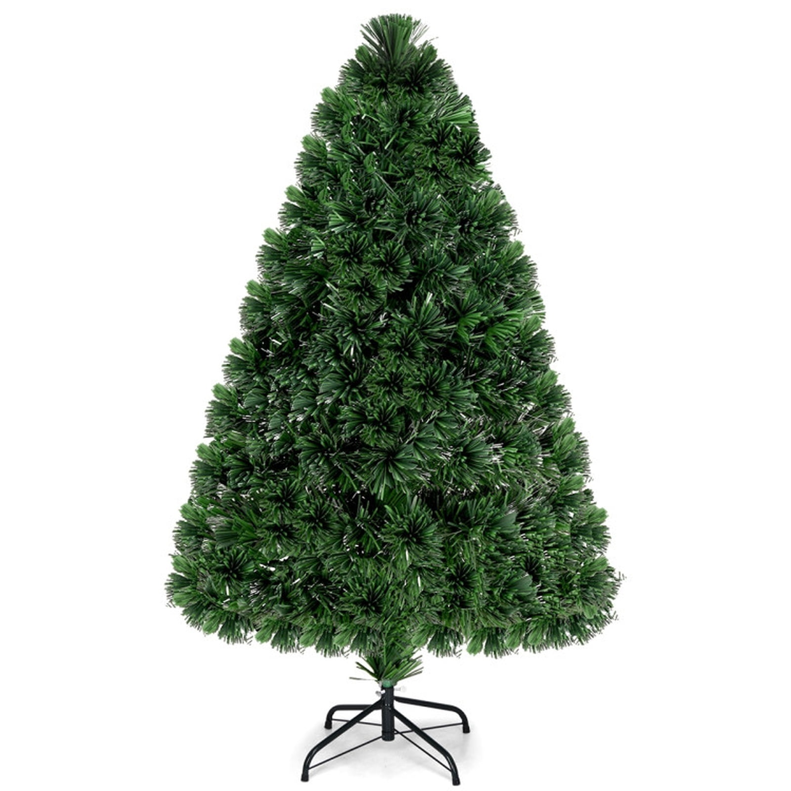 RUIE, 4 ft, Pre-Lit Artificial Christmas Tree, Small Fiber Optic Tree, 125 Branch Tips, Green, Hinged Branches for Christmas Party Living Room Decor
