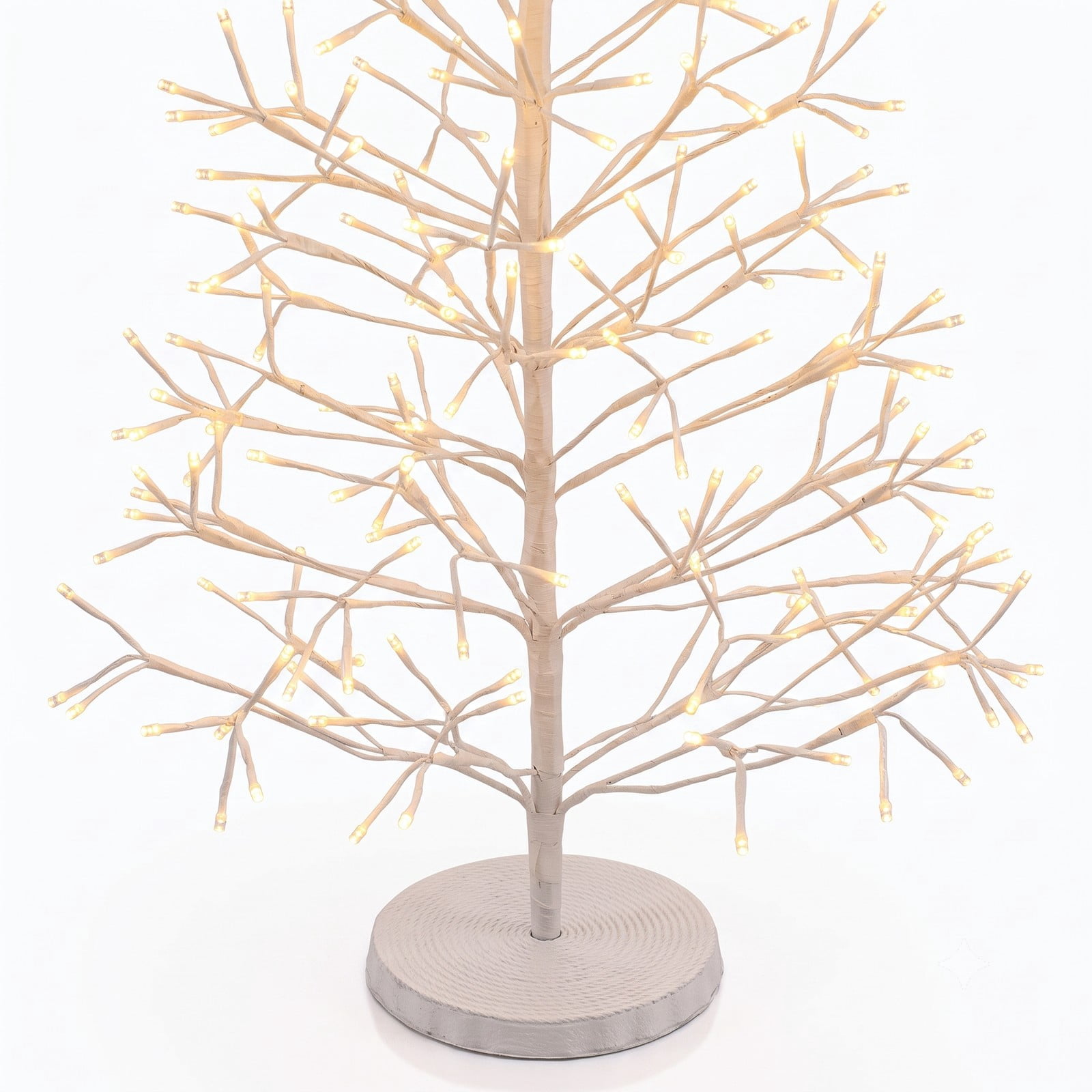 RUIE 5 FT Pre-Lit Birch Tree, Lighted Twig Tree with 240 Warm White LED Lights, Weighted Cement Base, Flexible Branches for Christmas Holiday Home Party Wedding, White