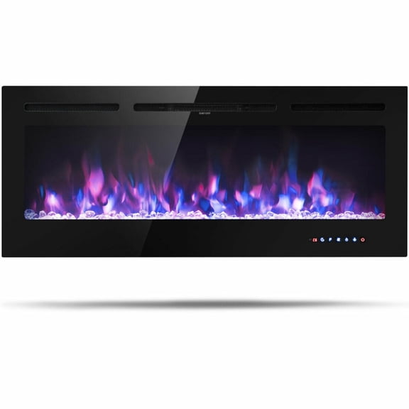 RUIE 50 Inch Recessed Electric Fireplace Insert, Wall Mounted Electric Fireplace with 9 Flame Colors and Adjustable Brightness, Black