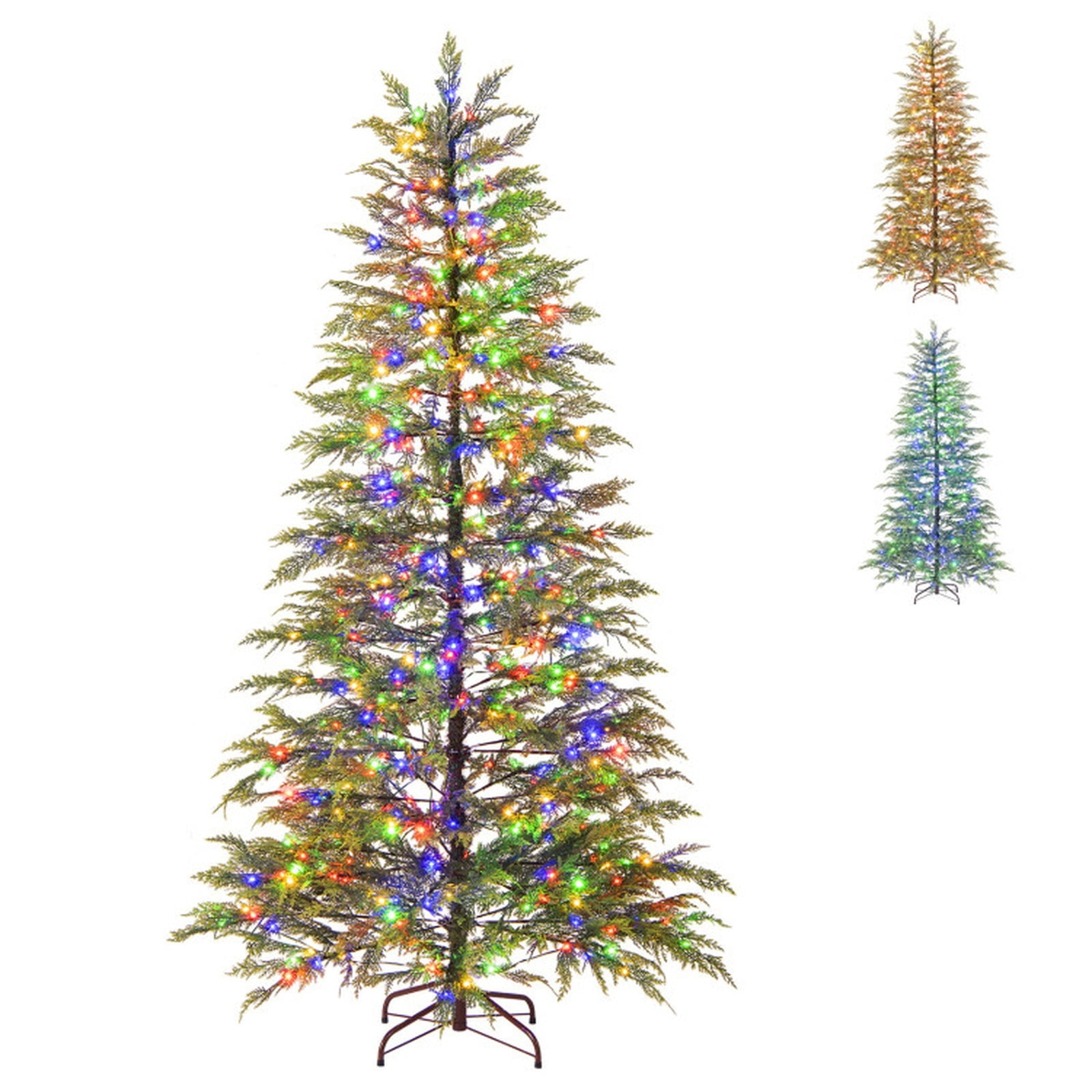 RUIE 6.5 FT Pre-Lit Christmas Tree, Artificial Xmas Tree with 390 Colorful LED Lights & 8 Modes