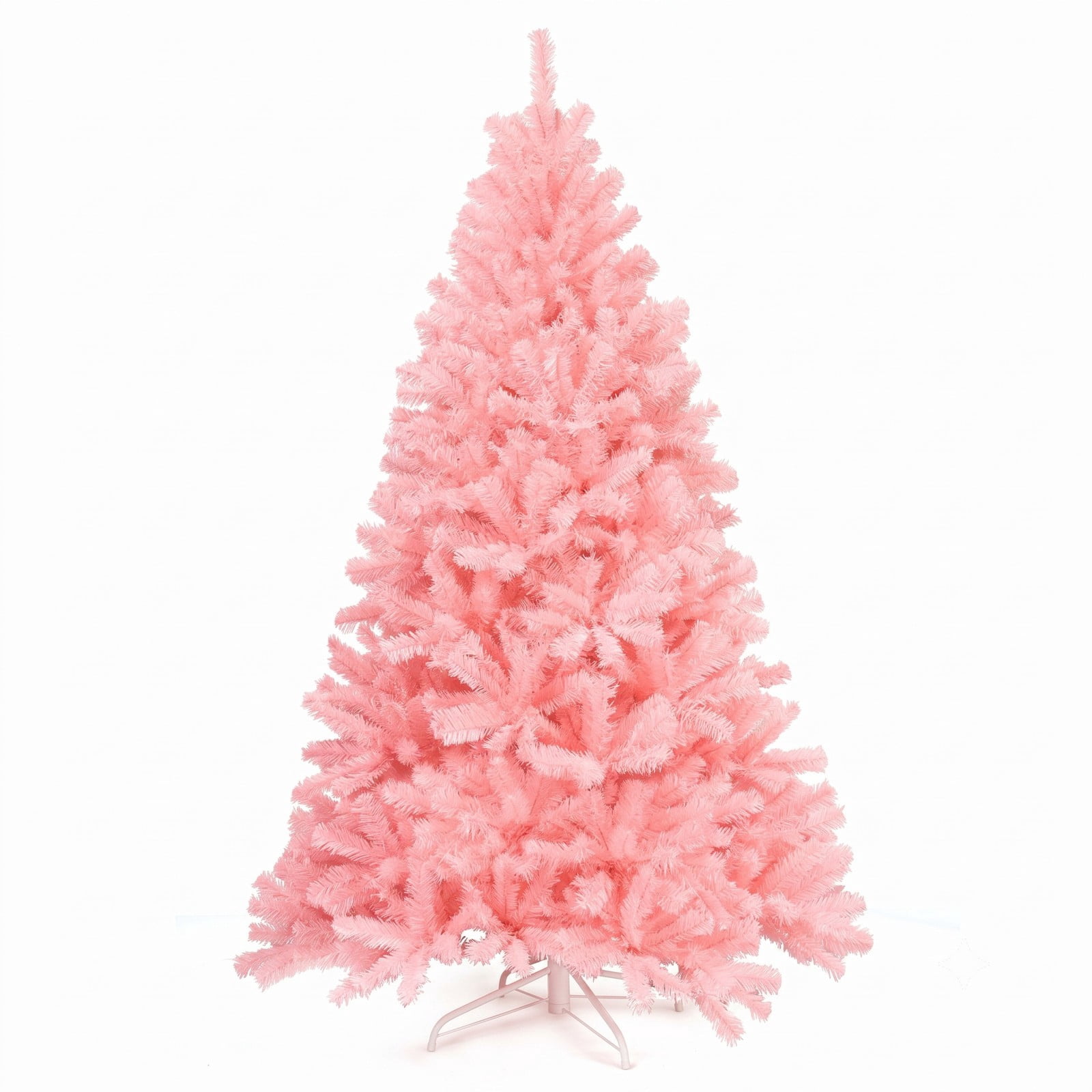 RUIE 6 FT Pink Artificial Christmas Tree, Hinged Full Spruce Xmas Tree with 1036 Tips and Foldable Metal Stand for Holiday Home Party Decoration, Cherry Blossom Pink
