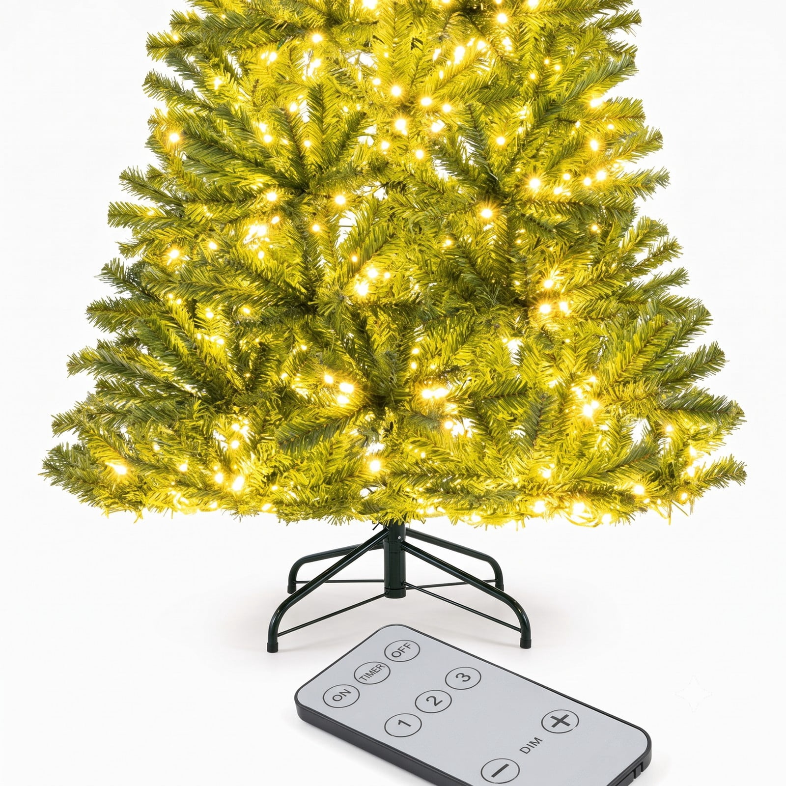RUIE 6 FT Pre-Lit Artificial Christmas Tree with 700 LED Lights, Remote Control, Timer and Memory Function, Metal Stand, Flame-Retardant Full Xmas Tree for, Green