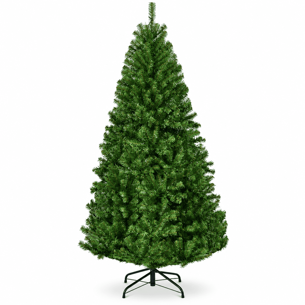 RUIE 6 FT Pre-Lit Christmas Tree with Lights, 350 LED in Warm White or Multicolor, 11 Modes, 1000 PVC Tips, Hinged 3-Piece Artificial Xmas Tree, Metal Stand, for Home, Living Room, Office