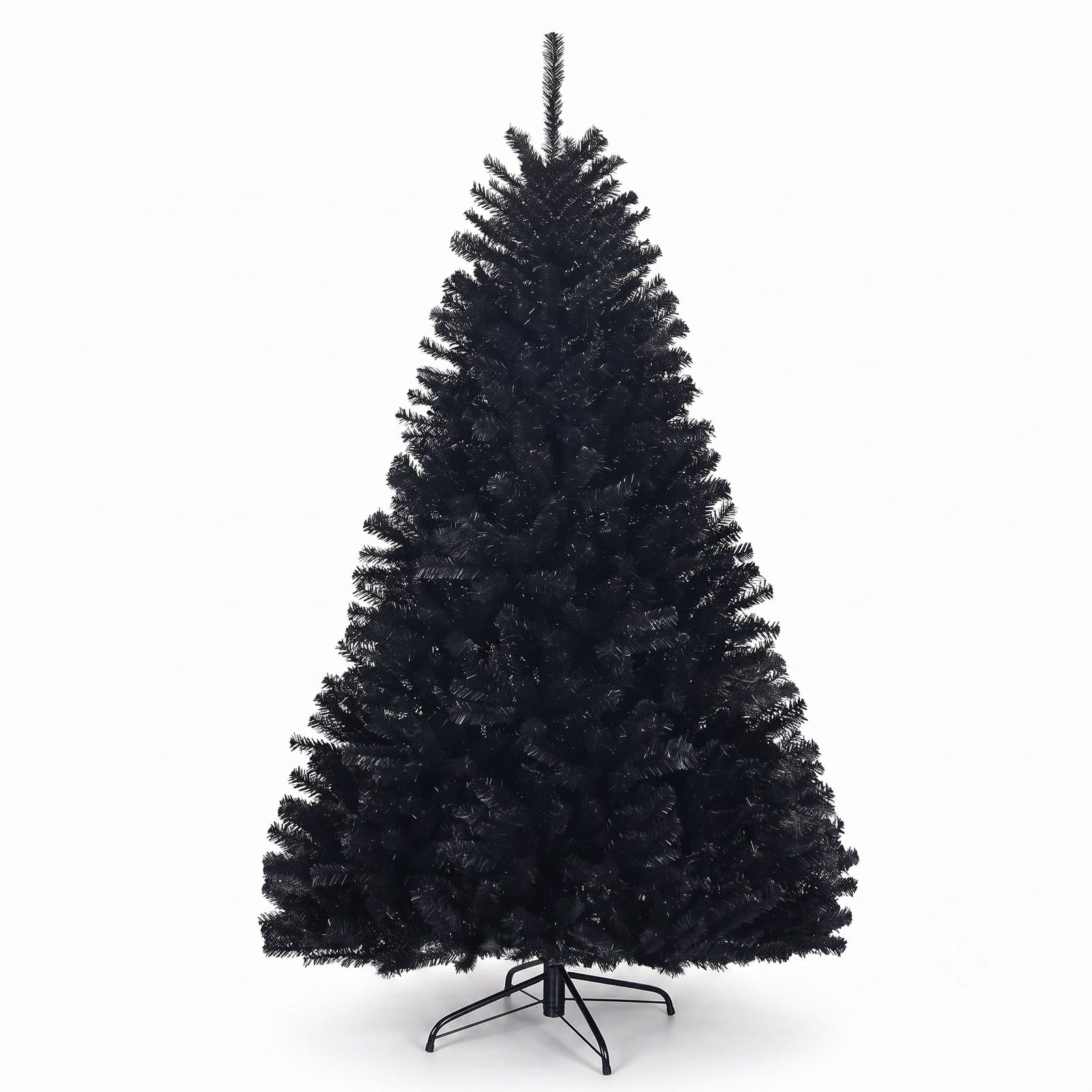 RUIE 6 Feet Hinged Artificial Halloween Christmas Tree, 1036 Branch Tips PVC Holiday Tree with Metal Stand for Indoor Outdoor Home Office Decoration, Black