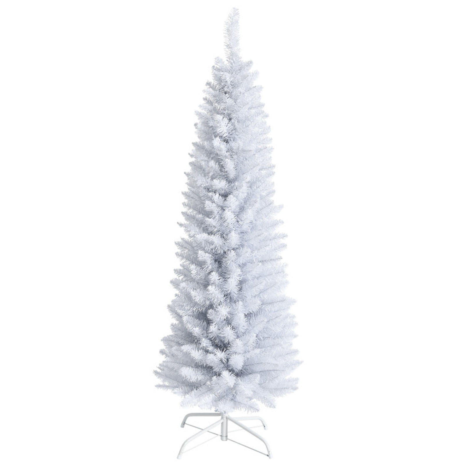 RUIE, 6 ft, Artificial Christmas Tree, 6 Ft White Pencil Tree, 340 Branch Tips, White, Hinged Branches for Christmas Party Living Room Decor