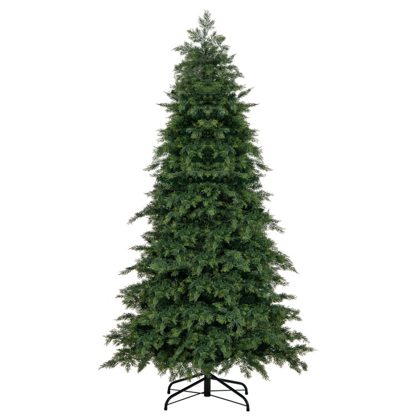 RUIE 6 ft Green Artificial Christmas Tree, Unlit Hinged Xmas Tree with 721 Branch Tips and Foldable Metal Base for Home Office