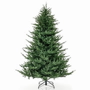 RUIE 6 ft Christmas Decoration, Pre-Lit Artificial Christmas Tree with 280 Warm White Lights, 8 Lighting Modes, 788 Tips and Metal Stand, Green