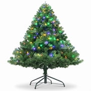 RUIE 6 ft Christmas Decoration, Pre-Lit Artificial Christmas Tree with 350 Color-Changing LED Lights, Remote Control and 845 Branch Tips, Green