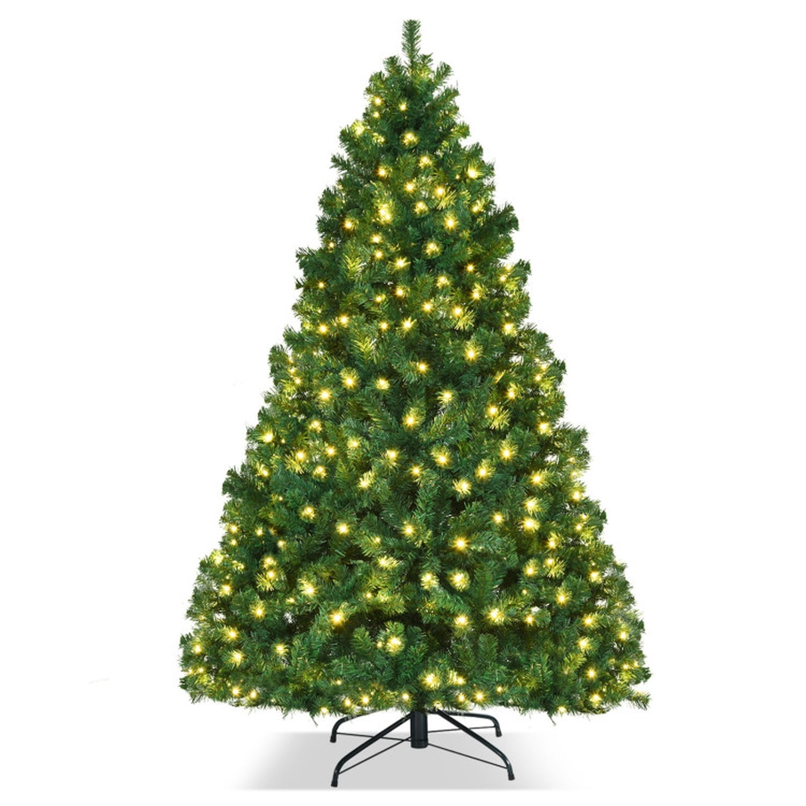RUIE, 7.5 ft, Pre-Lit Artificial Christmas Tree, Tall Pre-Lit Christmas Tree, 1346 Branch Tips, Green, Hinged Branches for Christmas Party Living