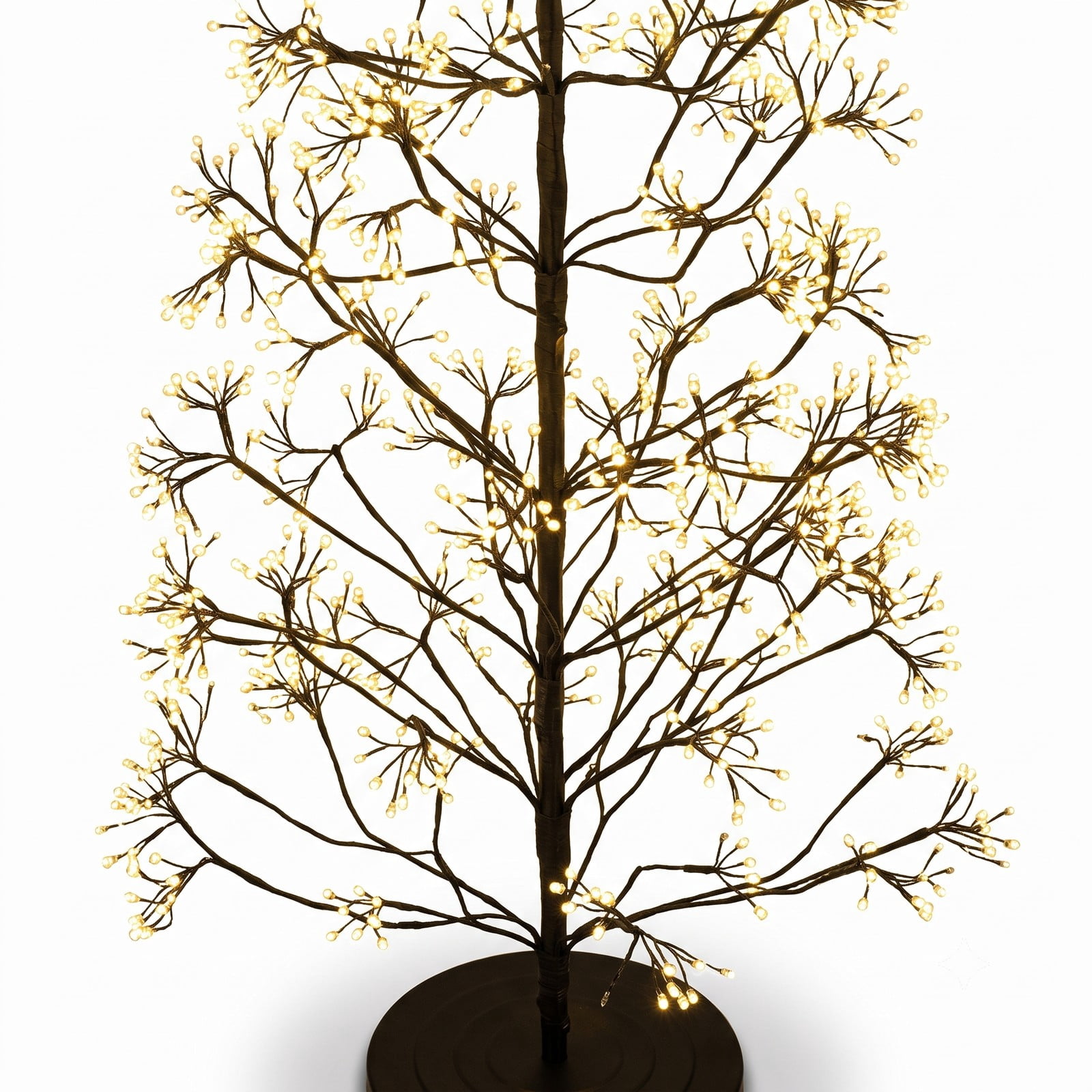 RUIE 7 FT Pre-Lit Artificial Cedar Alpine Christmas Tree with 2100 Warm White LED Lights, Weighted Base, Sectional Design for Indoor Holiday Decor, Black
