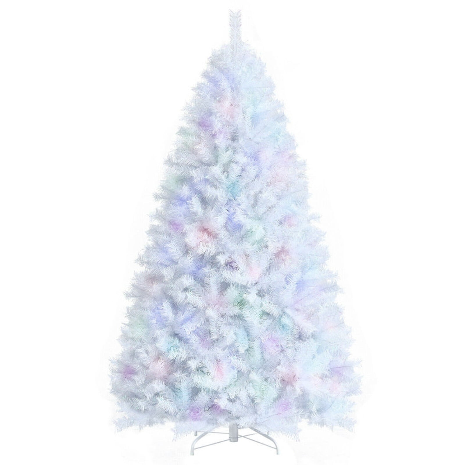 RUIE, 7 ft, Artificial Christmas Tree, 7 Ft White Tinsel Tree, 1156 Branch Tips, White, Hinged Branches for Christmas Party Living Room Decor