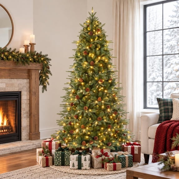 RUIE 7 ft Pre-Lit Artificial Christmas Tree with 460 Warm White LED ...